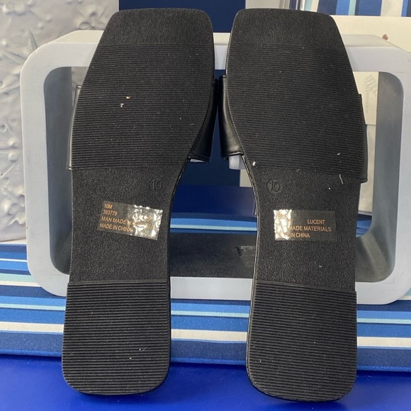 Fashion nova black gold rope hardware square toe flat sandals slides sz 10 - Picture 2 of 8